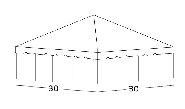 30x30 Center Pole Tent Rental Illustration