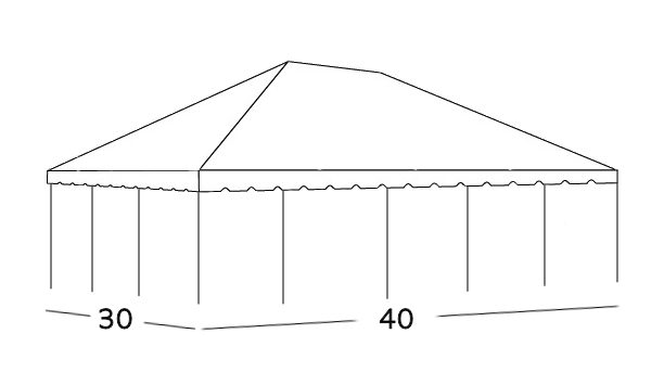 30x40 Center Pole Tent Rental Illustration