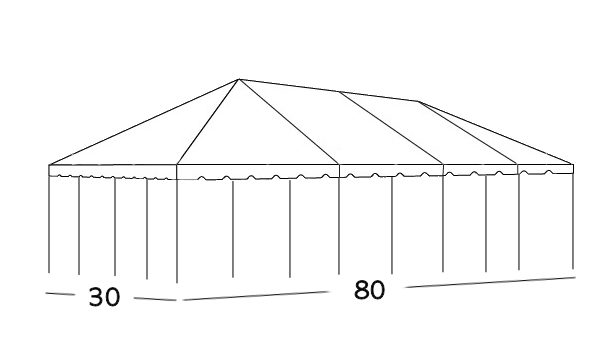 30x80 Center Pole Tent Rental Illustration