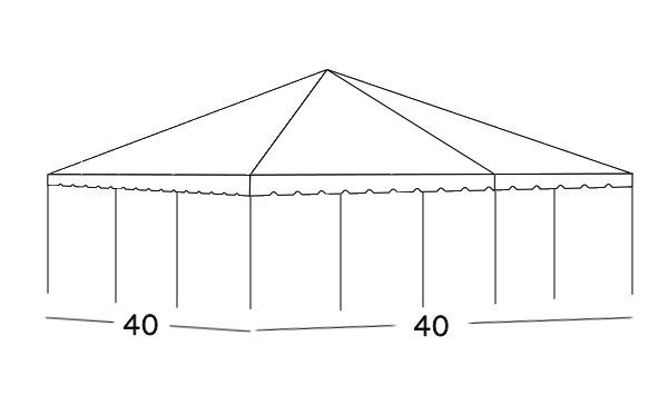 40x40 Center Pole Tent Rental Illustration