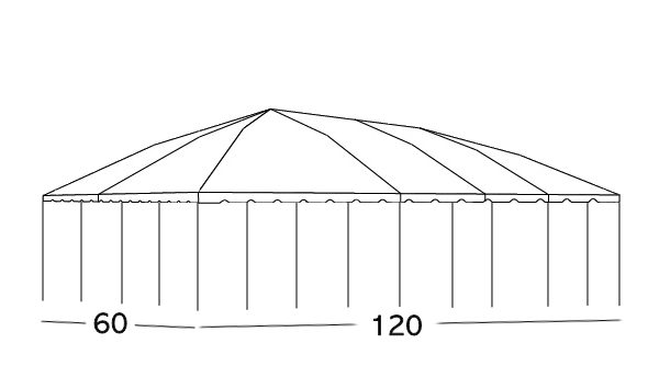60x120 Center Pole Tent Rental Illustration