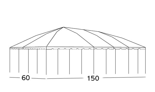 60x150 Center Pole Tent Rental Illustration